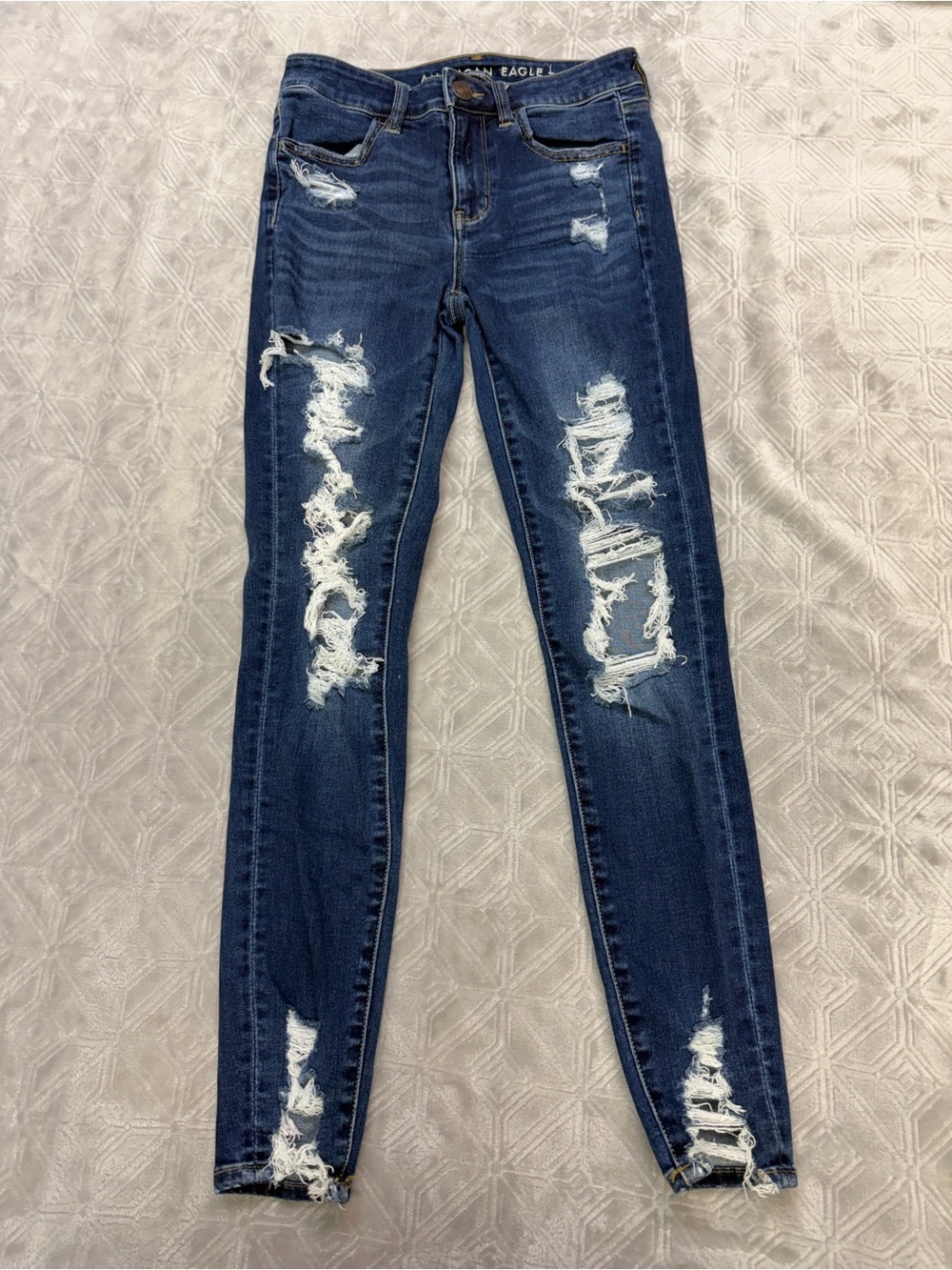 American Eagle Hi Rise Distressed Skinny Jeggings